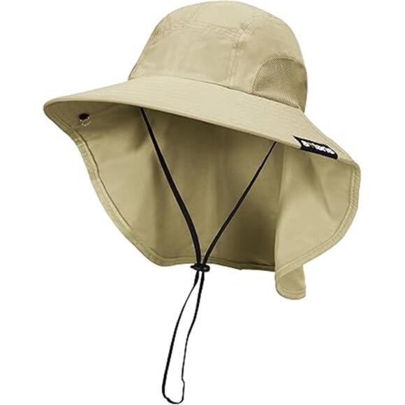 Neck Flap Sun Hat with Wide Brim - UPF 50+ Hiking Safari Fishing Caps for Men - Picture 7 of 7